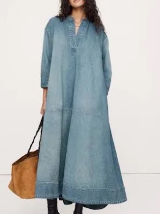 Banana Republic Dresses & Skirts - Banana Republic POP ON Washed Blue Denim A-Line Maxi Dress NEW! $180 !!SOLD OUT